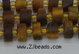 CRB1252 15.5 inches 5*8mm tyre matte yellow tiger eye beads