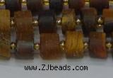 CRB1253 15.5 inches 6*10mm tyre matte yellow tiger eye beads