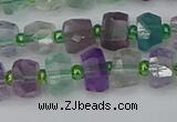 CRB1288 15.5 inches 6*10mm faceted rondelle fluorite beads