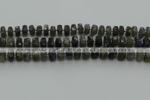 CRB1301 15.5 inches 6*10mm faceted rondelle labradorite beads