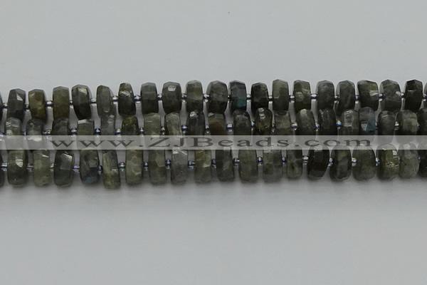 CRB1302 15.5 inches 6*12mm faceted rondelle labradorite beads