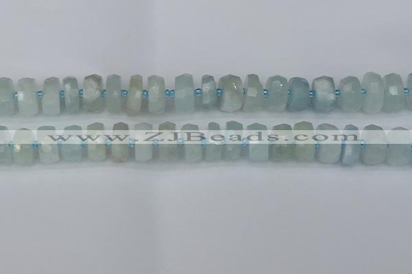 CRB1314 15.5 inches 7*14mm faceted rondelle aquamarine beads