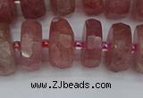 CRB1344 15.5 inches 8*16mm faceted rondelle strawberry quartz beads