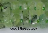 CRB1351 15.5 inches 6*10mm faceted rondelle green rutilated quartz beads