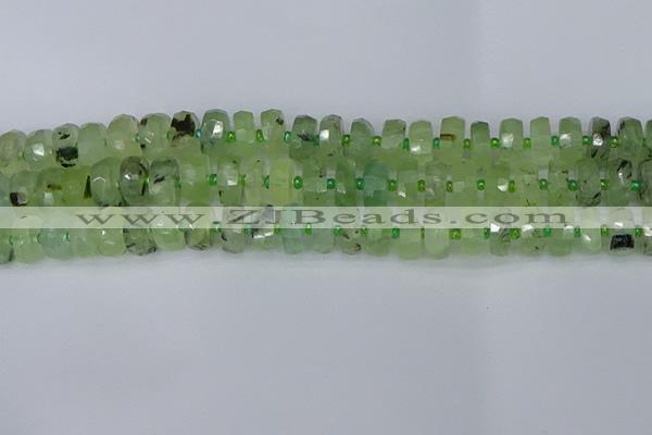 CRB1351 15.5 inches 6*10mm faceted rondelle green rutilated quartz beads