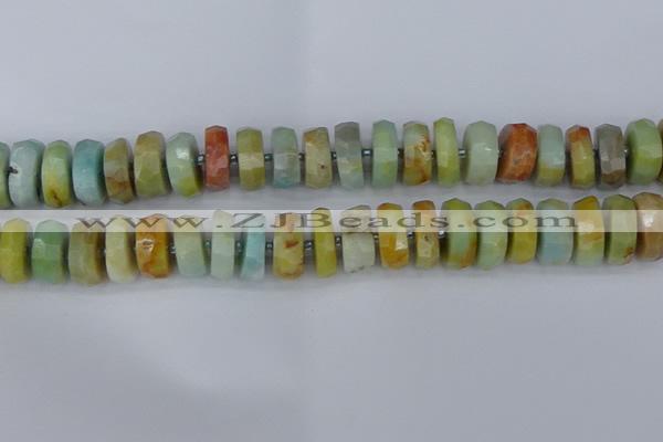 CRB1364 15.5 inches 8*16mm faceted rondelle Chinese amazonite beads