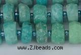 CRB1371 15.5 inches 6*10mm faceted rondelle amazonite beads