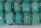 CRB1372 15.5 inches 6*12mm faceted rondelle amazonite beads