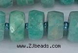 CRB1375 15.5 inches 8*18mm faceted rondelle amazonite beads