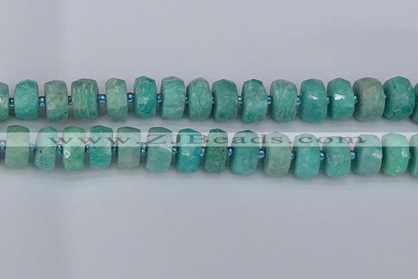 CRB1375 15.5 inches 8*18mm faceted rondelle amazonite beads