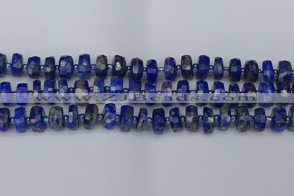 CRB1393 15.5 inches 7*14mm faceted rondelle lapis lazuli beads