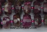 CRB1402 15.5 inches 6*12mm faceted rondelle tourmaline beads