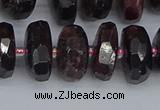 CRB1413 15.5 inches 7*14mm faceted rondelle red garnet beads