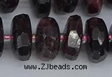 CRB1415 15.5 inches 8*18mm faceted rondelle red garnet beads