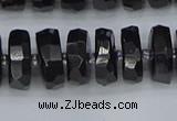 CRB1423 15.5 inches 7*14mm faceted rondelle black tourmaline beads