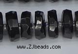 CRB1424 15.5 inches 8*16mm faceted rondelle black tourmaline beads