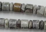 CRB143 15.5 inches 6*12mm & 10*12mm rondelle silver needle agate beads