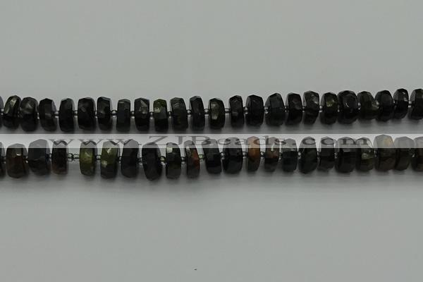 CRB1441 15.5 inches 6*10mm faceted rondelle blue tiger eye beads