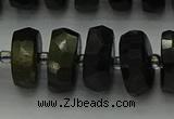 CRB1442 15.5 inches 6*12mm faceted rondelle blue tiger eye beads