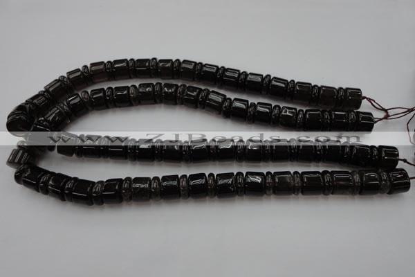 CRB150 15.5 inches 6*12mm & 10*12mm rondelle smoky quartz beads