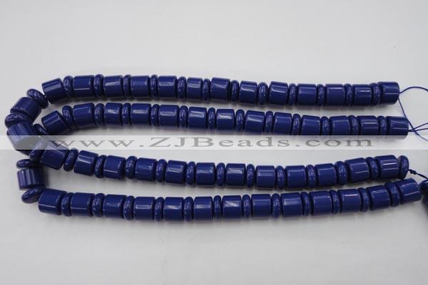 CRB153 15.5 inches 6*12mm & 10*12mm rondelle blue stone beads