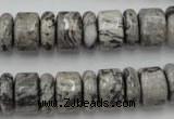 CRB163 15.5 inches 5*14mm & 10*14mm rondelle grey picture jasper beads