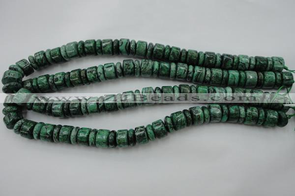 CRB175 15.5 inches 4*12mm – 8*12mm rondelle green picture jasper beads