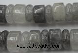 CRB180 15.5 inches 5*14mm – 10*14mm rondelle cloudy quartz beads