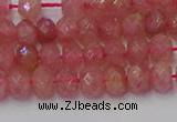 CRB1800 15.5 inches 4*6mm faceted rondelle strawberry quartz beads