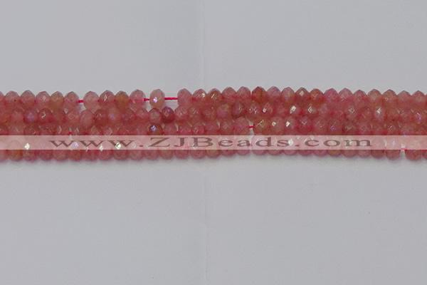 CRB1800 15.5 inches 4*6mm faceted rondelle strawberry quartz beads
