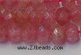 CRB1802 15.5 inches 6*10mm faceted rondelle strawberry quartz beads