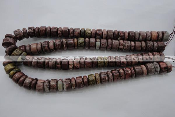 CRB181 15.5 inches 5*14mm – 10*14mm rondelle red artistic jasper beads