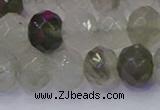 CRB1814 15.5 inches 6*10mm faceted rondelle green rutilated quartz beads