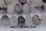 CRB1817 15.5 inches 5*8mm faceted rondelle black rutilated quartz beads