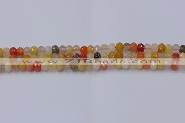 CRB1820 15.5 inches 4*6mm faceted rondelle mixed rutilated quartz beads