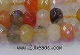 CRB1821 15.5 inches 5*8mm faceted rondelle mixed rutilated quartz beads