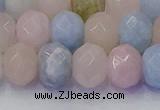 CRB1830 15.5 inches 6*10mm faceted rondelle morganite beads