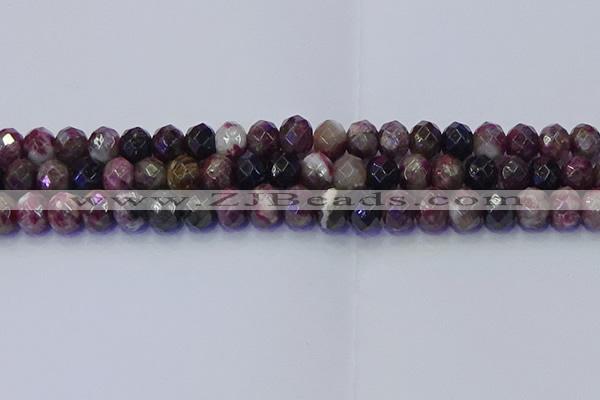 CRB1834 15.5 inches 6*10mm faceted rondelle tourmaline beads