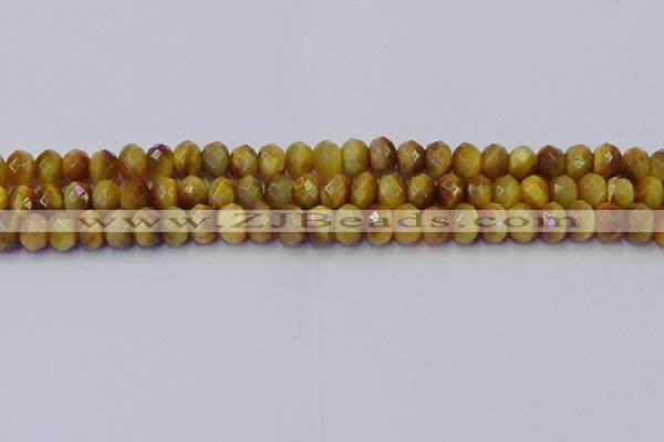 CRB1837 15.5 inches 5*8mm faceted rondelle golden tiger eye beads