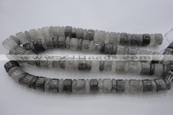 CRB189 15.5 inches 6*16mm – 10*16mm rondelle cloudy quartz beads