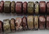 CRB191 15.5 inches 6*16mm – 10*16mm rondelle red artistic jasper beads