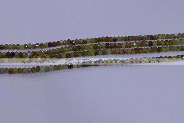 CRB1918 15.5 inches 2*3mm faceted rondelle green garnet beads