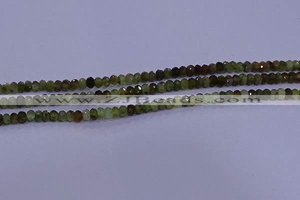 CRB1919 15.5 inches 2.5*4mm faceted rondelle green garnet beads