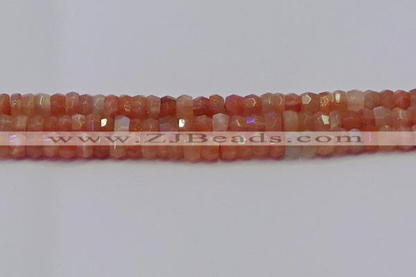 CRB1930 15.5 inches 4*6mm faceted rondelle sunstone beads