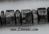 CRB204 15.5 inches 6*18mm - 13*18mm rondelle black labradorite beads