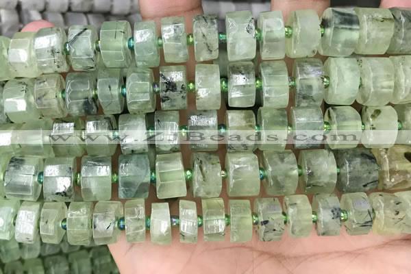CRB2043 15.5 inches 12mm - 13mm faceted tyre prehnite beads