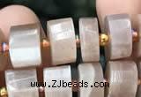 CRB2087 15.5 inches 11mm - 12mm faceted tyre orange moonstone beads