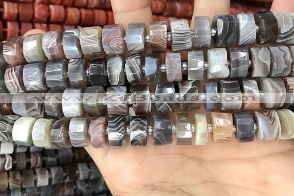 CRB2112 15.5 inches 11mm - 12mm faceted tyre Botswana agate beads