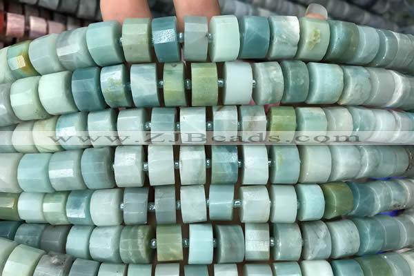 CRB2115 15.5 inches 7mm - 8mm faceted tyre amazonite beads