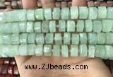 CRB2166 15.5 inches 11mm - 12mm faceted tyre light prehnite beads